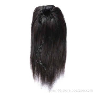 Straight Long Ponytail 100% Human Hair Drawstring Ponytail With Clips in For Women Brazilian Non Remy Hair 1 Piece Ms Love